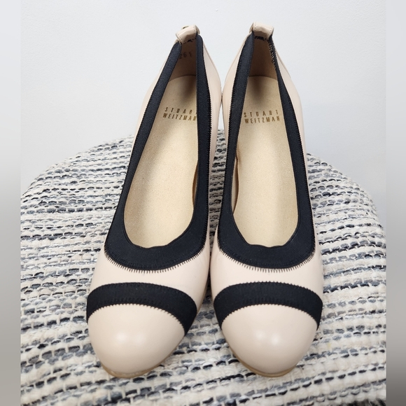 Stuart Weitzman Heels Size 6 Easily Pumps Ivory Black - Picture 2 of 8